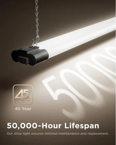 Miniatura 4 de Sunco 10 paquete de lámparas LED para taller/garaje, luz negra para tienda de 4 pies, lámparas de utilidad enchufables y enlazables, 260W=40W, 5000K