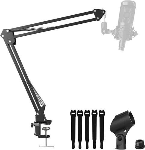 Miniatura 7 de AT2020 Soporte de amortiguador para micrófono con filtro pop, [Construido a medida para micrófono audio technica] Clip de sujeción de amortiguador