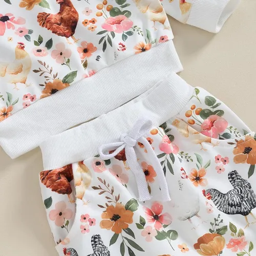 Miniatura 6 de Kaipiclos Ropa de otoño e invierno para bebé niña, sudadera con estampado floral, camisa de manga larga, pantalones, ropa
