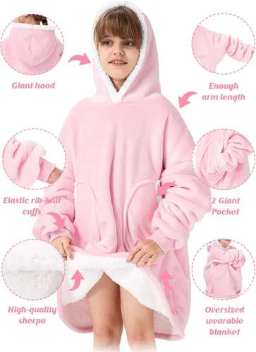 Miniatura 4 de Century Star Manta con capucha para mujeres y hombres, sherpa, de gran tamaño, gruesa, acogedora, suave, cálida, para adultos, sudadera con capucha