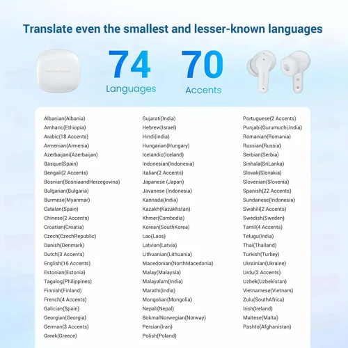 Miniatura 8 de ANFIER Auriculares de traducción sin conexión M3 en blanco y negro