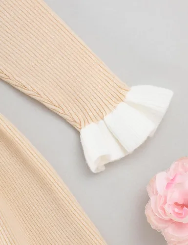 Miniatura 4 de Glaoly Vestido de manga larga con volantes de color sólido para niñas pequeñas, vestidos de otoño e invierno