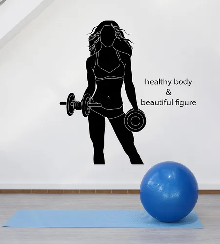 Gimnasio y Fitness pared pegatinas Deportes Estilo de vida saludable cuerpo figura de vinilo (ig2492)