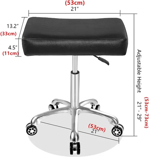 Miniatura 3 de Antlu Taburete giratorio ajustable para masaje oficina tatuaje cocina, trabajo pesado taburete hidráulico con ruedas (negro)