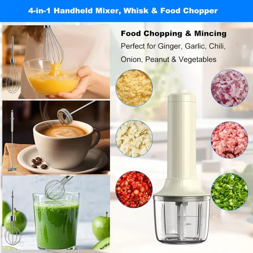 Miniatura 2 de Mezclador de mano inalámbrico MixgoII, batidor eléctrico de mano y espumador de leche, mini mezcladores de mano, batidora de mano recargable y Beige
