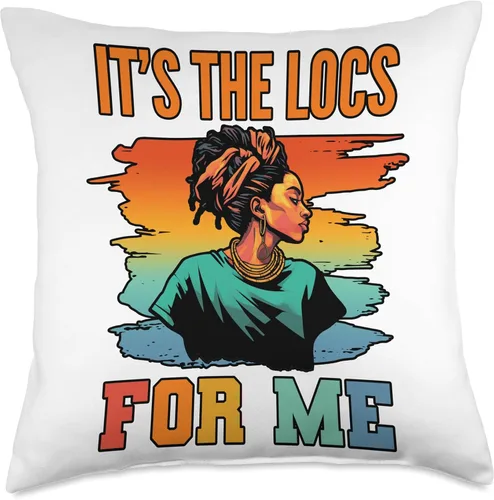 Locs Afro Dreadlocks Love Natural Beauty Hair It's the Locs for Me Afro Hair Black American African Girl Throw Pillow, 18x18, Multicolor