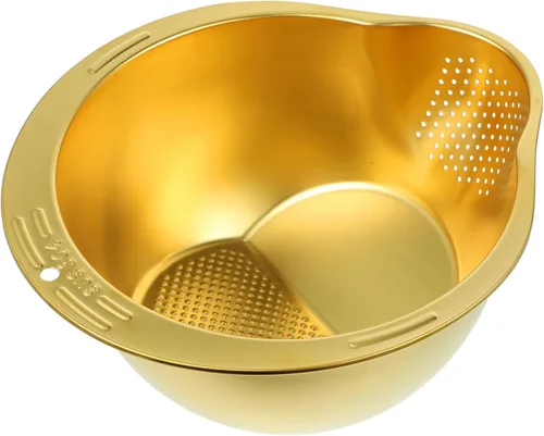 Kichvoe Lavabo de acero inoxidable para cocina, cesta grande de almacenamiento de alimentos con escurridor para frutas, verduras y arroz,
