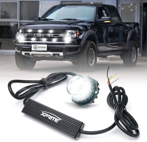 Miniatura 15 de Xprite - Juego de luces led estroboscópicas ocultas ámbar con 14 patrones de flash, luces estroboscópicas de parrilla para camiones, montaje
