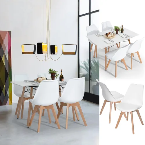 Miniatura 6 de Homy Casa Juego de sillas de comedor modernas de mediados de siglo, sillas de cocina con cojín de piel sintética suave y patas de madera, sillas