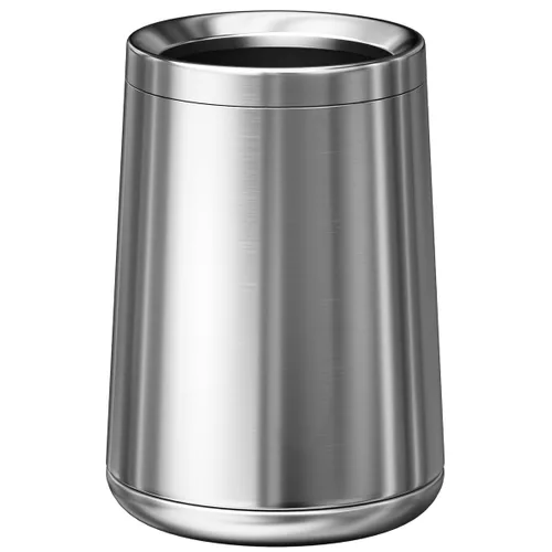 Miniatura 10 de Basurero de oro cepillado de 10L/2.6 galones, cubo de basura de acero inoxidable, cubo de basura cónico con apertura superior, bote de basura dorado