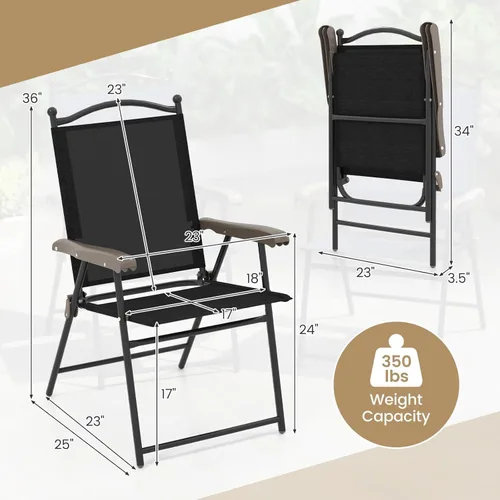 Miniatura 3 de MAT EXPERT Juego de 2 sillas plegables para patio, sillas tipo honda con reposabrazos y marco de metal, sillas de salón portátiles para interiores