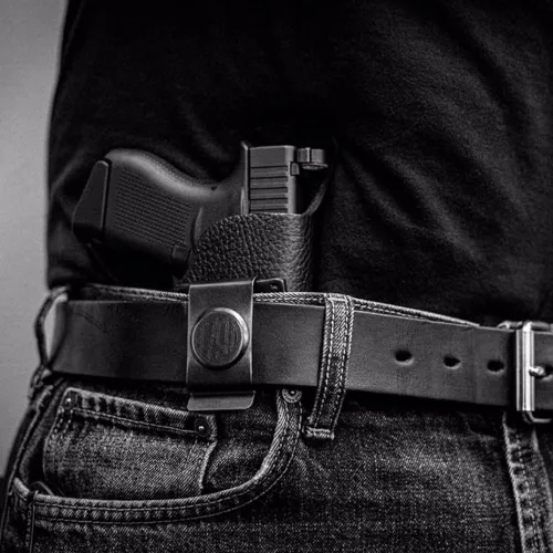 Miniatura 5 de 1791 GUNLEATHER Cinturón de pistola para hombre - Cinturón de cuero resistente de 14 oz para pistola EDC Negro (Stealth Black)