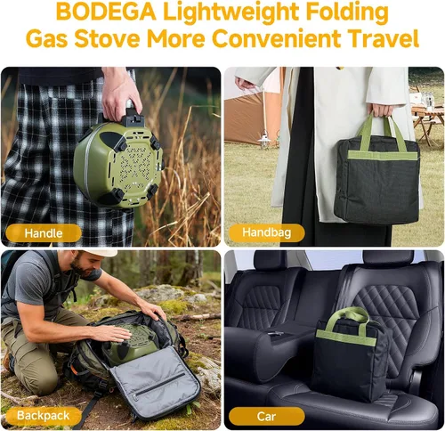 Miniatura 5 de BODEGA Estufa de campamento de 2 quemadores, estufa de campamento de propano plegable de 20000 BTU con quemadores ajustables, estufas de gas dobles