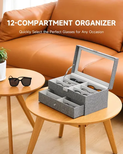 Miniatura 10 de Caja para anteojos de Co-z, organizador de anteojos, caja de almacenamiento con visualización