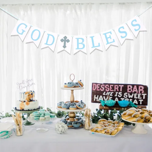Miniatura 3 de WAUAO Cartel de God Bless – Bautismo, baby shower, primera comunión, decoración de fiesta de accesorios de fotos