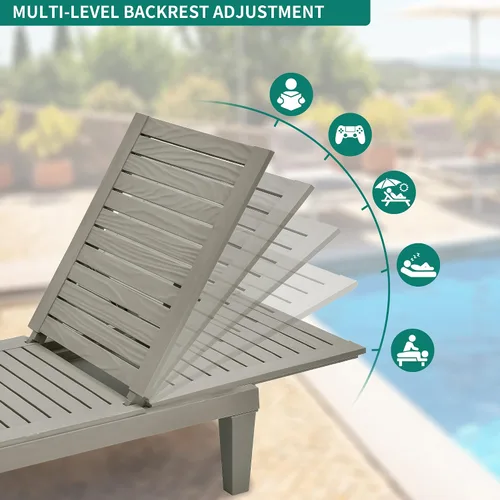 Miniatura 4 de YITAHOME - Tumbonas para exteriores con cojín y respaldo ajustable, tumbonas resistentes para patio junto a la piscina, fácil montaje, impermeables