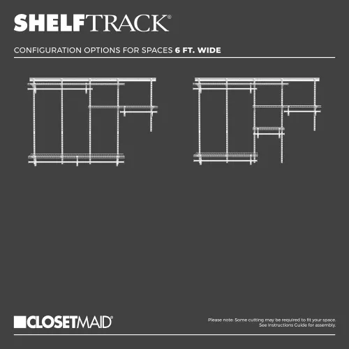 Miniatura 5 de ClosetMaid ShelfTrack - Sistema organizador de alambre para armario, ajustable de 5 a 8 pies, con estantes, barras de ropa, herrajes, acero