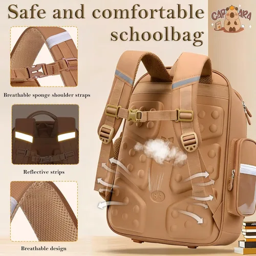 Miniatura 5 de Mochila Capybara impermeable, bolsa capybara Kawaii de gran capacidad con accesorios de 31 piezas, Azul