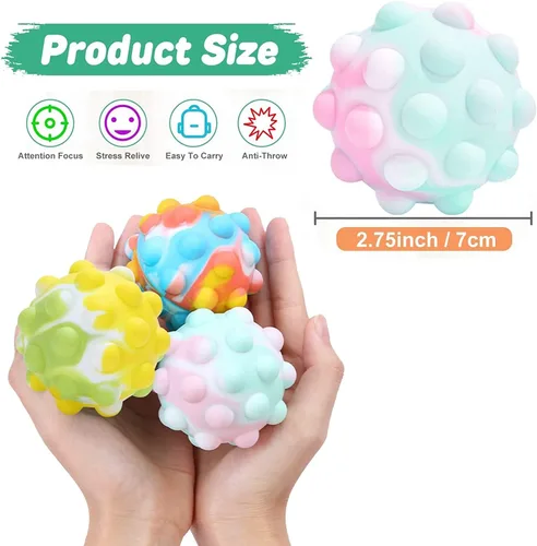 Miniatura 2 de Regalos para niños, 4 paquetes de juguetes para ansiedad de bola de reventar burbujas 3D, juguete sensorial, regalo para aliviar el estrés, juego