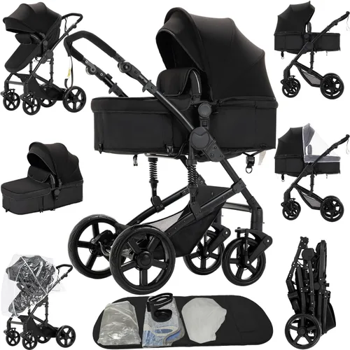 Miniatura 11 de Cochecito de bebé 2 en 1 reversible portátil estándar, cochecito convertible plegable para bebé, carriola para recién nacidos, capazo plegable de 2
