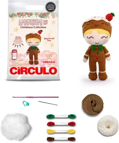 CÍRCULO Amigurumi - Kit de ganchillo navideño, todo incluido, instrucciones fáciles (idioma español no garantizado), intermedio, juego de ganchillo,