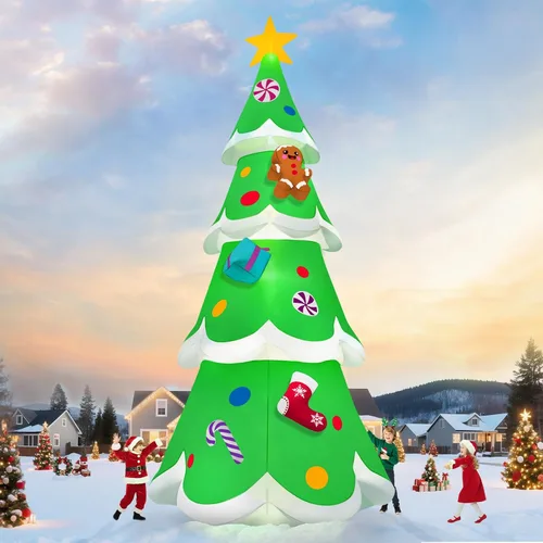 Miniatura 6 de Kalolary Árbol de Navidad inflable de 20 pies con luz LED, inflable gigante para exteriores, decoración al aire libre para fiestas, patio, césped
