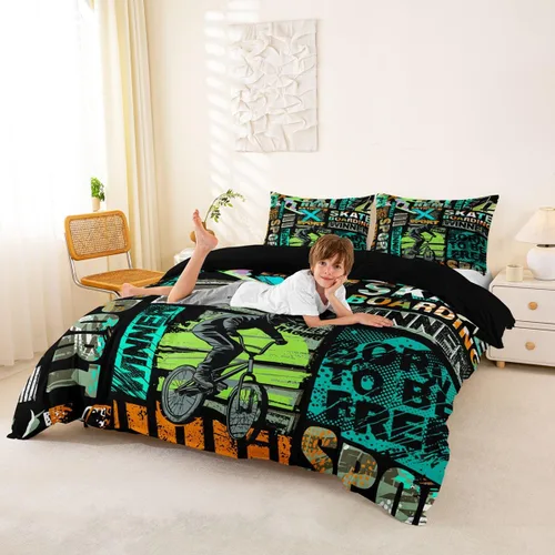 Miniatura 21 de Erosebridal Funda de edredón de madera con puerta de granero, juegos de ropa de cama estilo occidental, tamaño Queen, funda de edredón rústica