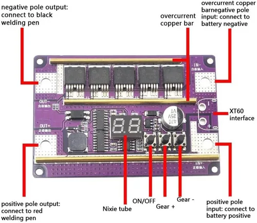 Miniatura 6 de Tablero de soldador por puntos Pantalla digital Tablero de soldador por puntos Pantalla digital 99 engranajes ajustable de salida de alta potencia