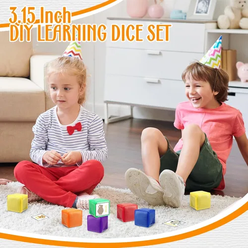 Miniatura 3 de 6 dados educativos de 3.15 pulgadas, cubos de bolsillo para enseñanza, dados grandes de espuma transparente para el aula de niños, cubo suave de 6