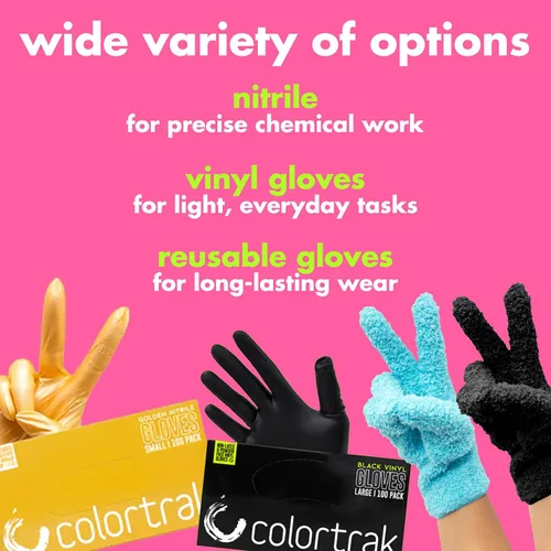 Miniatura 7 de Colortrak Luminous Collection - Guantes desechables de nitrilo, color lila escarcha, pequeños, de un solo uso, seguros para alérgicos, sin látex