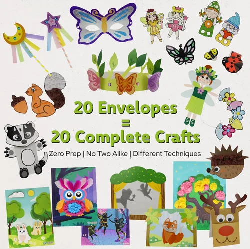 Miniatura 4 de Craftikit® 20 Manualidades de Jardín de Hadas Ganadoras de Premios para Niños - 20 Manualidades de Papel para Niños Pequeños Divertidas Todo