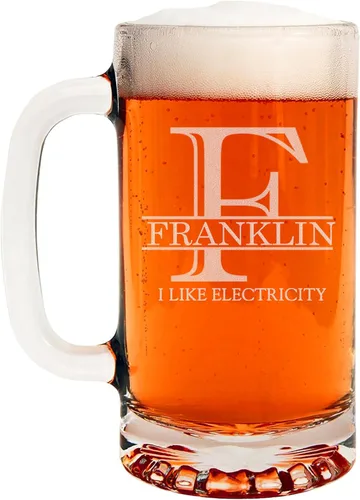 Miniatura 51 de Taza de cerveza de vidrio con monograma grabado de 16 onzas (letra B), regalos de cerveza personalizados de la A-Z para hombres, Día del Padre