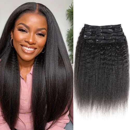 Miniatura 6 de Extensiones de cabello rizado con clip para mujeres afroamericanas, Urbeauty, Extensiones de cabello rizado con clip para cabello humano para chicas