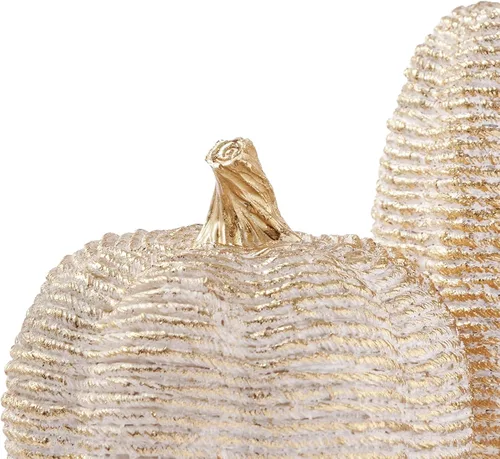 Miniatura 7 de DN DECONATION - Centros de mesa de decoración de calabaza de otoño, 2 piezas, oro blanco Artificial Pumpkins Figurines for Autumn Thanksgiving