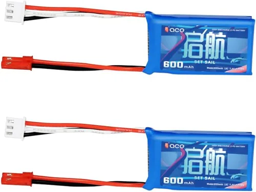 Miniatura 8 de Radiolink Gensace - Batería LiPo de 7.4 V 2S 15C 600 mAh JST 2 pines conector recarga polímero de litio para RC A560/SU27/D460 Airplane/RC4GS