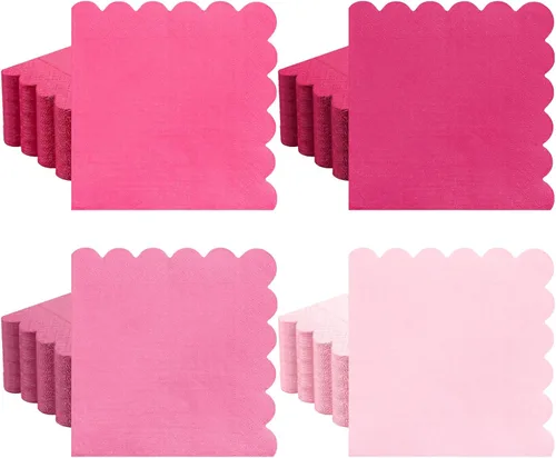 Miniatura 13 de Zhanmai 100 paquetes de servilletas de cóctel 5 x 5 pulgadas, servilletas con bordes festoneados, papel de color degradado para bebidas con bordes