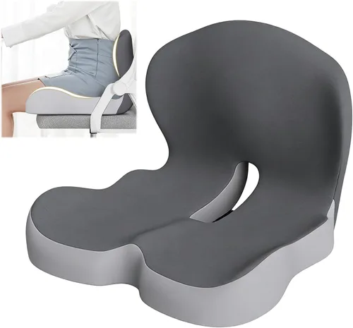 Miniatura 10 de Cojín ortopédico, cojín de asiento para silla de oficina y automóvil, cojines ergonómicos de espuma viscoelástica en forma de L, soporte lumbar