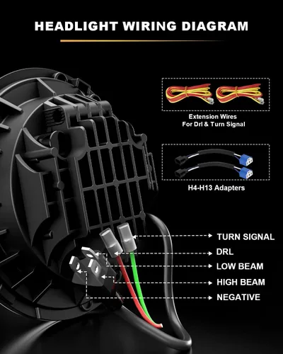 Miniatura 6 de LX-LIGHT Faros delanteros LED de 7 pulgadas con halo, aprobados por DOT EMC, con luz DRL blanca y señal de giro ámbar, compatibles con Jeep Wrangler