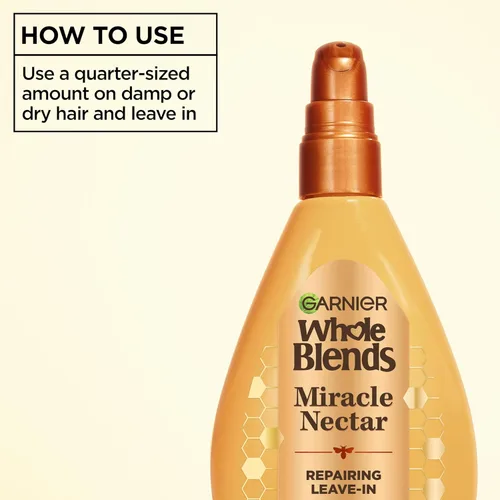 Miniatura 7 de Garnier Whole Blends Honey Treasures - Champú reparador, acondicionador + Miracle Nectar Leave-In Set para cabello seco y dañado (3 artículos), 1