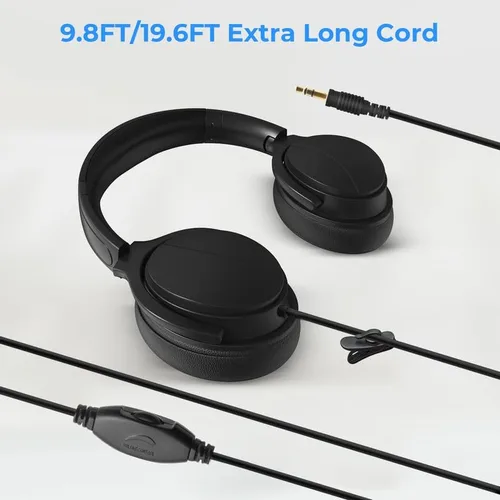 Miniatura 7 de Auriculares con cable extralargos para TV y PC para ver televisión para personas mayores con control de volumen, auriculares con cable de longitud