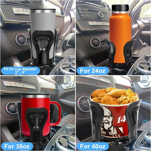 Miniatura 3 de Expansor de portavasos para automóvil, adaptador de inserto de portavasos con brazo expandible y base ajustable, se adapta a automóviles, camiones