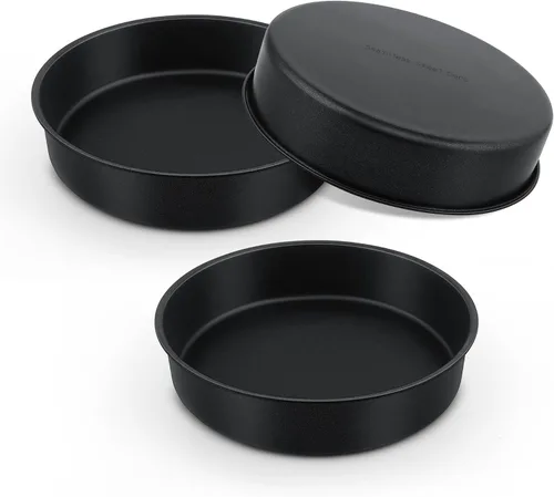 Miniatura 8 de E-far Molde para pasteles de 3 piezas (4/6/8 pulgadas), moldes redondos de acero inoxidable antiadherentes para hornear, moldes de metal