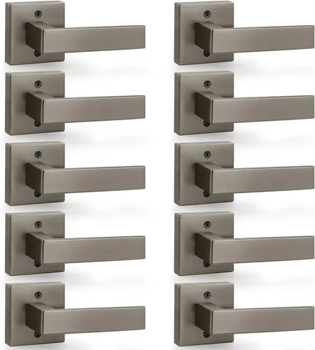 Miniatura 64 de Probrico Paquete de 4 manijas de puerta simuladas en negro mate, manijas interiores que no giran, manijas reversibles resistentes para interiores