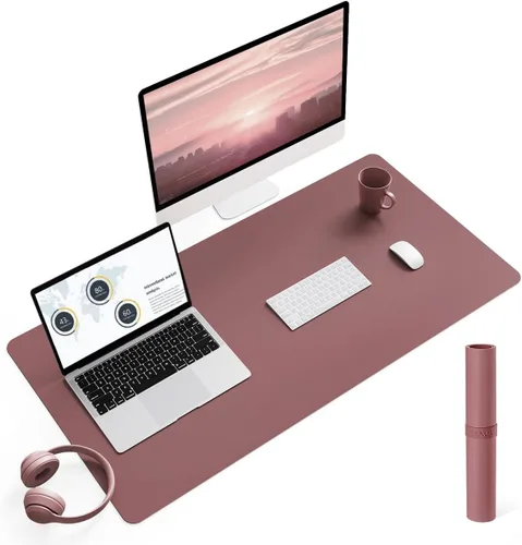 Miniatura 53 de YSAGi Almohadilla de escritorio de piel antideslizante, tapete impermeable para teclado de computadora portátil, protector de mesa y alfombrilla