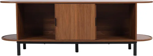Miniatura 9 de FurSch Soporte de TV con puerta de tambor de 62 pulgadas, mueble de TV moderno de madera de mediados de siglo para TV de hasta 75 pulgadas, soporte