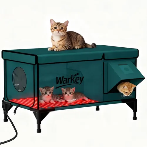Miniatura 9 de Casa para gatos al aire libre, resistente a la intemperie, casa exterior para gatos salvajes al aire libre, refugio aislado para gatos