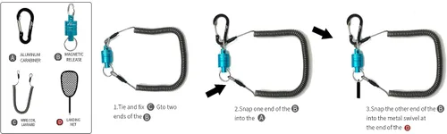 Miniatura 7 de GOODCAT Strongest Magnetic Fly Fishing Net Release - Retractable Coiled Lanyard with Carabiner, Magnet Keychain Clip Retractor