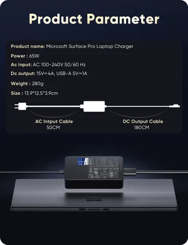 Miniatura 5 de Cargador Microsoft Surface Pro para 65W Windows Surface Charger 11,10,9,8,7+,7,6,5,4,3,X.Surface Laptop 6,5,4,3,2,1, Surface Go 3,2,1, Tablet
