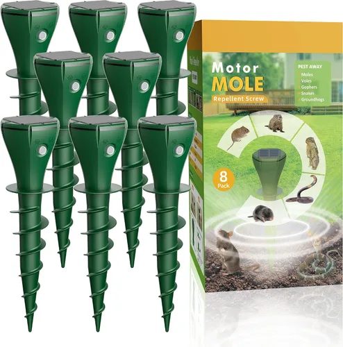 Miniatura 10 de Mole Repellent Solar Powered for Lawns,Waterproof Gopher & Groundhog Repellent with Variable Sonic Vbration,Easy Twist Stakes for Yard & Garden,Get