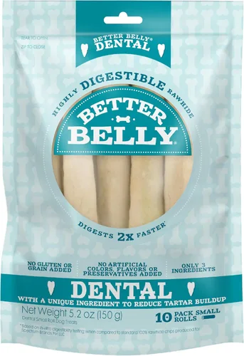Miniatura 7 de Better Belly Masticables dentales de cuero crudo altamente digeribles, trata a tu perro con un masticable sin colores ni sabores artificiales, 4
